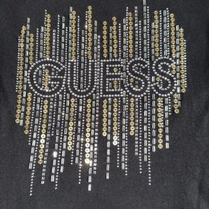 Guess Black Tee with Gold and Silver Accents